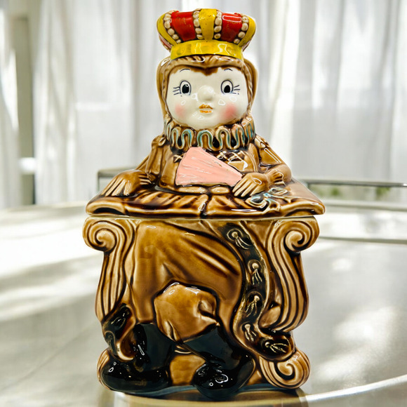 Vintage Old Queen Cole Cookie Jar Japan Ole Sitting Feminist Rare HTF 12" H READ